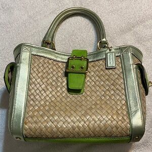 Coach Woven Straw Satchel